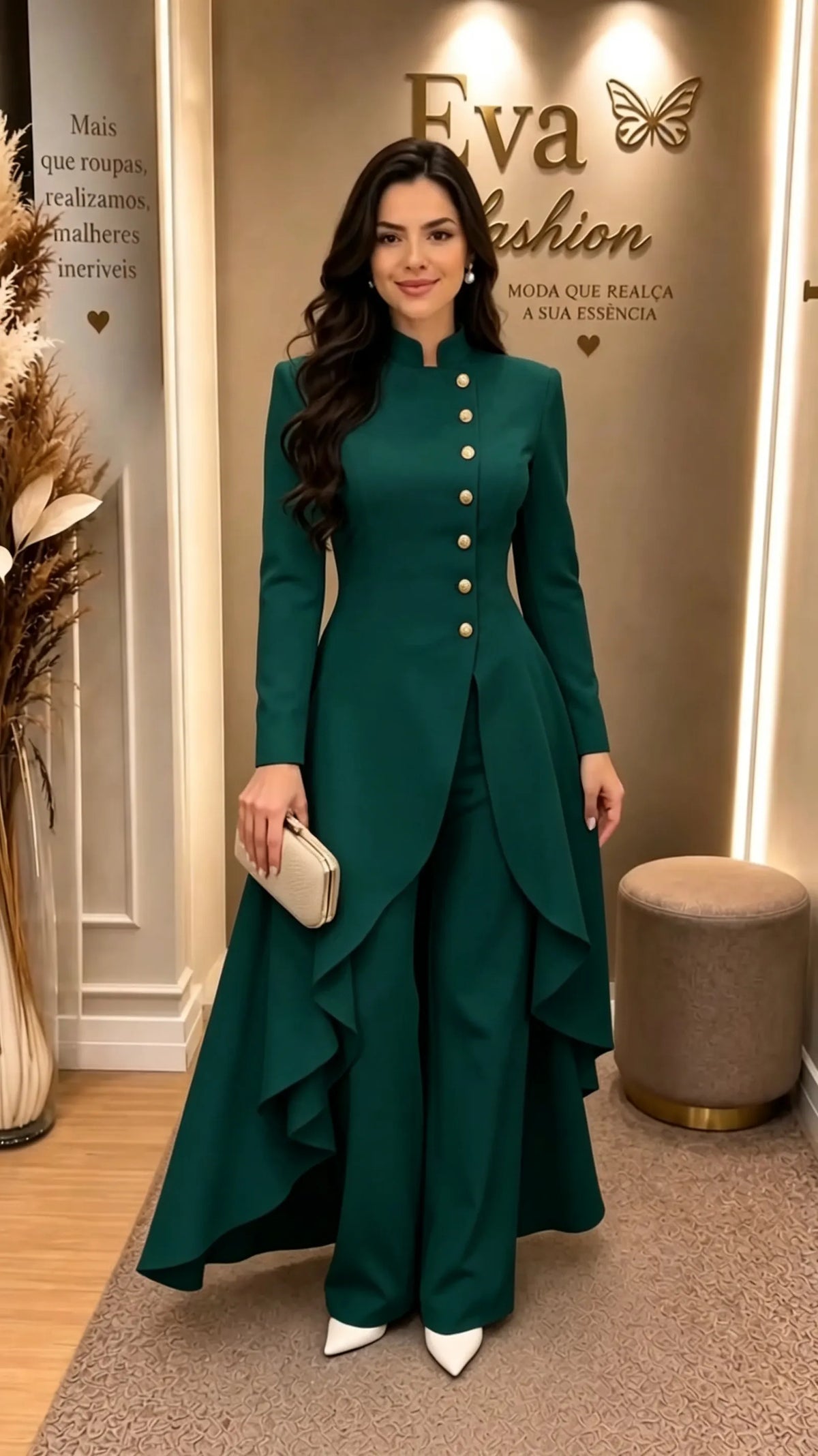 Asymmetric Long Tunic & Pants Two-Piece Set