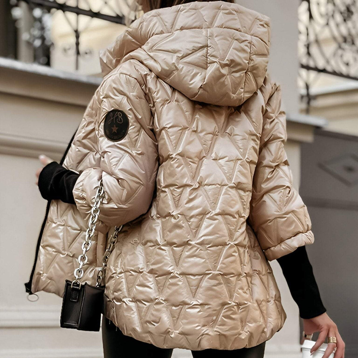Women's Hooded Quilted Puffer Jacket, Zip Up Casual Winter Outerwear