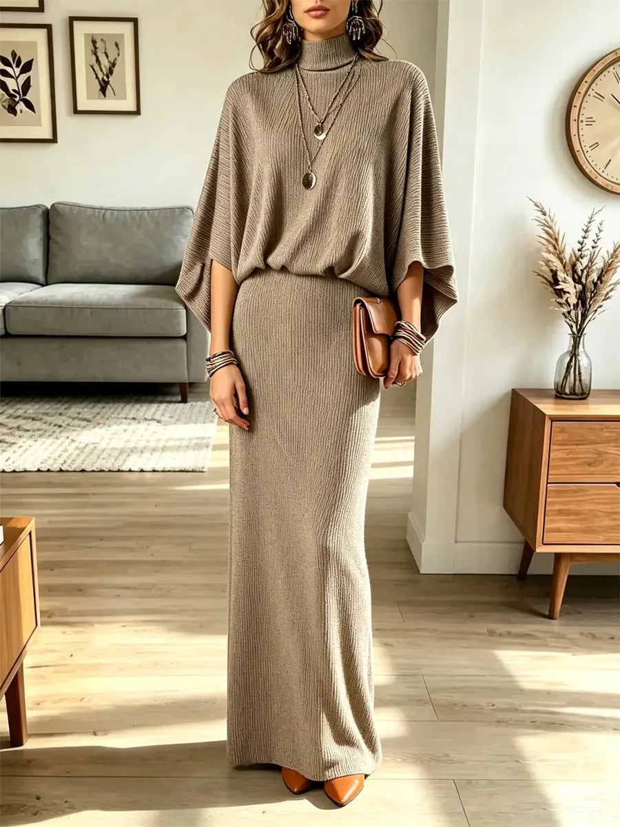 Retro Elegant Art Casual Stylish 3/4 Sleeve Top And Skirt Two-piece Set