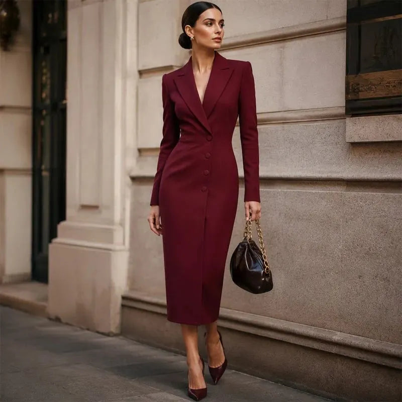 Women's Elegant Asymmetrical Single Breasted Blazer Dress