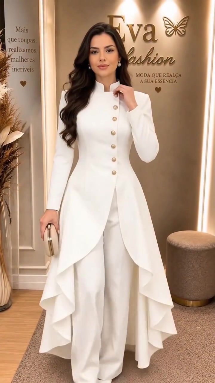 Asymmetric Long Tunic & Pants Two-Piece Set