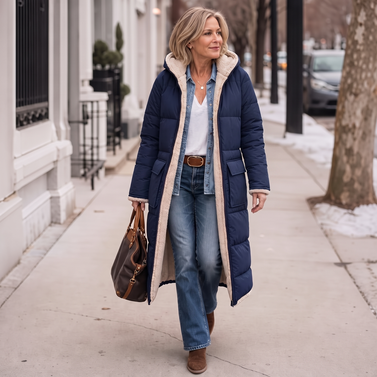 Veluna – Reversible Quilted Sherpa-Look Winter Coat