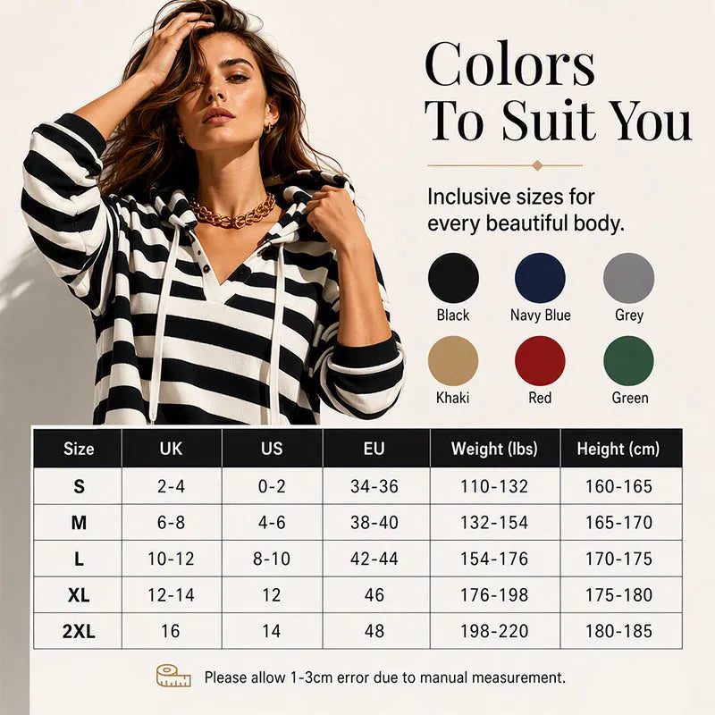 Women's Casual Striped Hooded Sweatshirt Dress