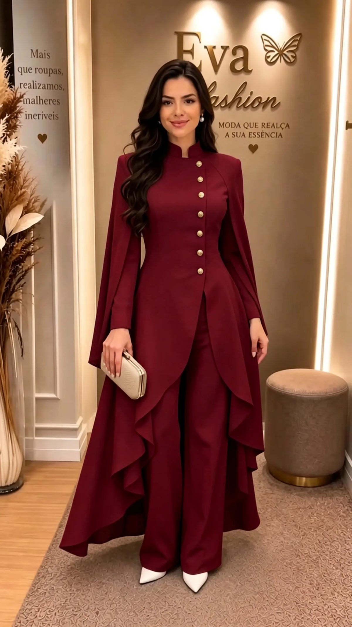 Asymmetric Long Tunic & Pants Two-Piece Set