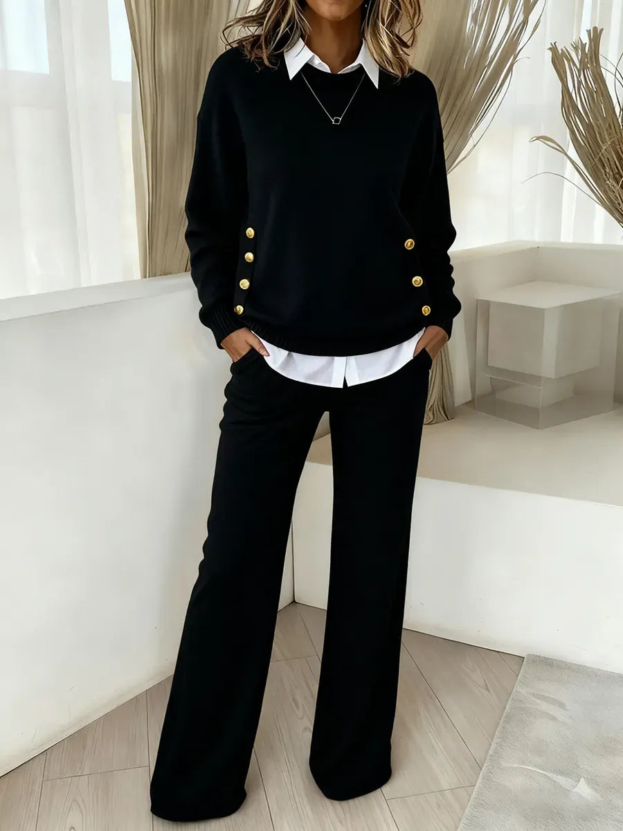 Women's Comfortable Pullover Sweater And Pants Two-piece Set