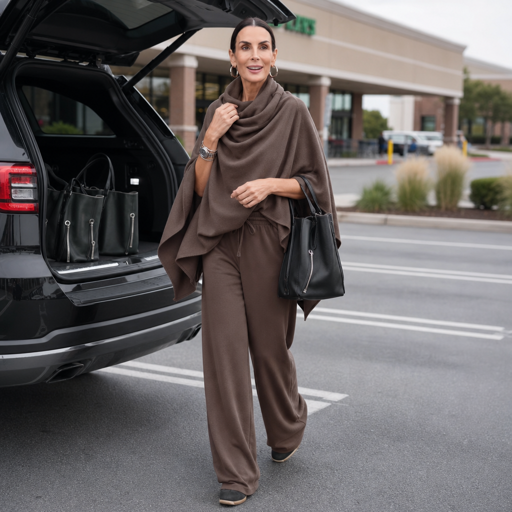 Queenway – Draped Cowl-Neck Top And Trouser Set