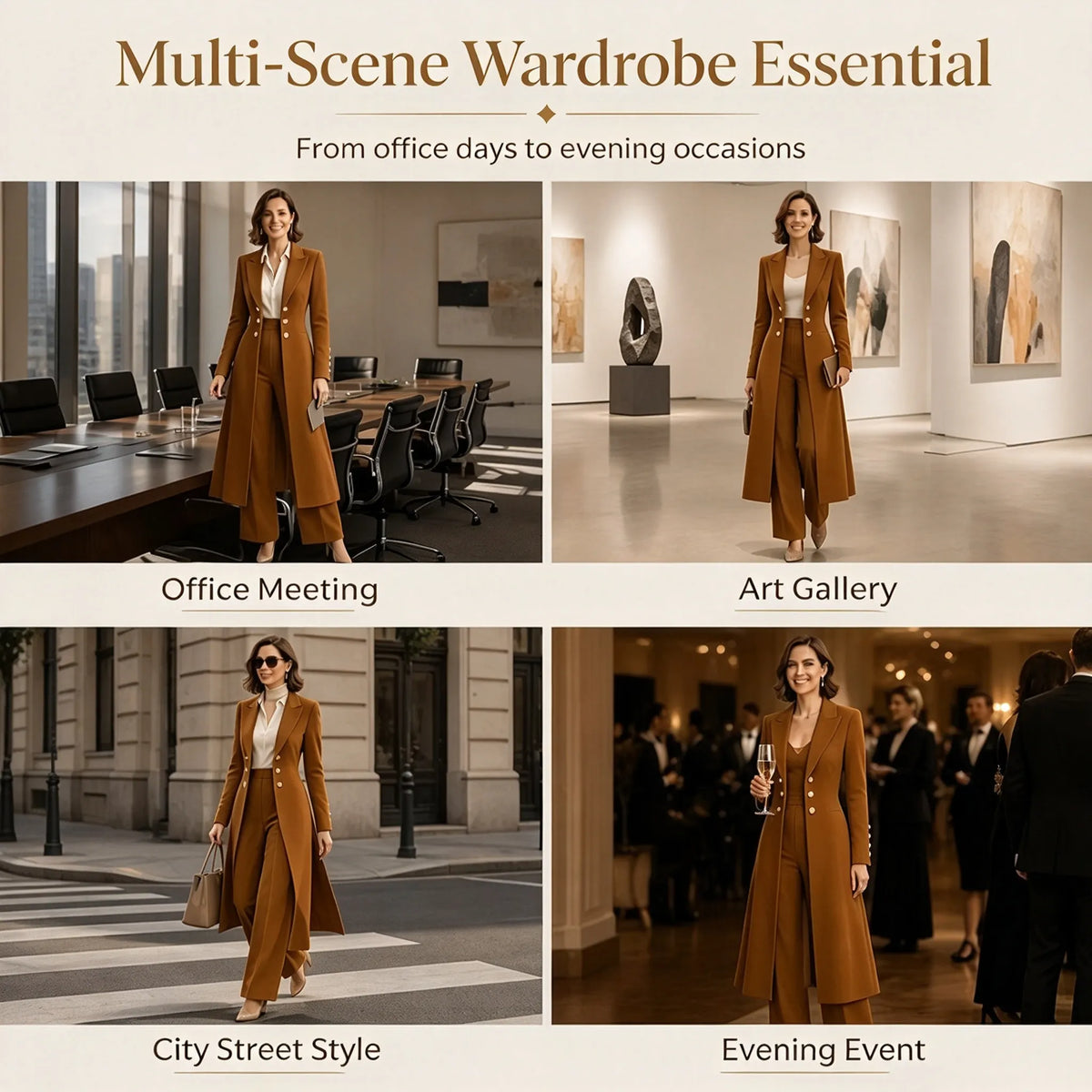 Stylish sporty half-zip button-up sweatshirt and wide-leg pants set
